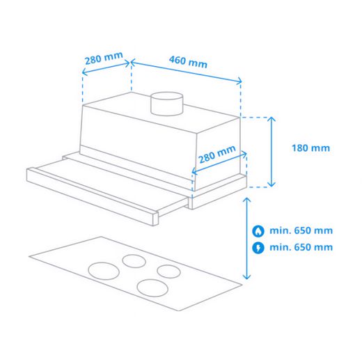 Samsung NK24M1030IS Telescopic Cooker Hood Stainless Steel - Dimensions
