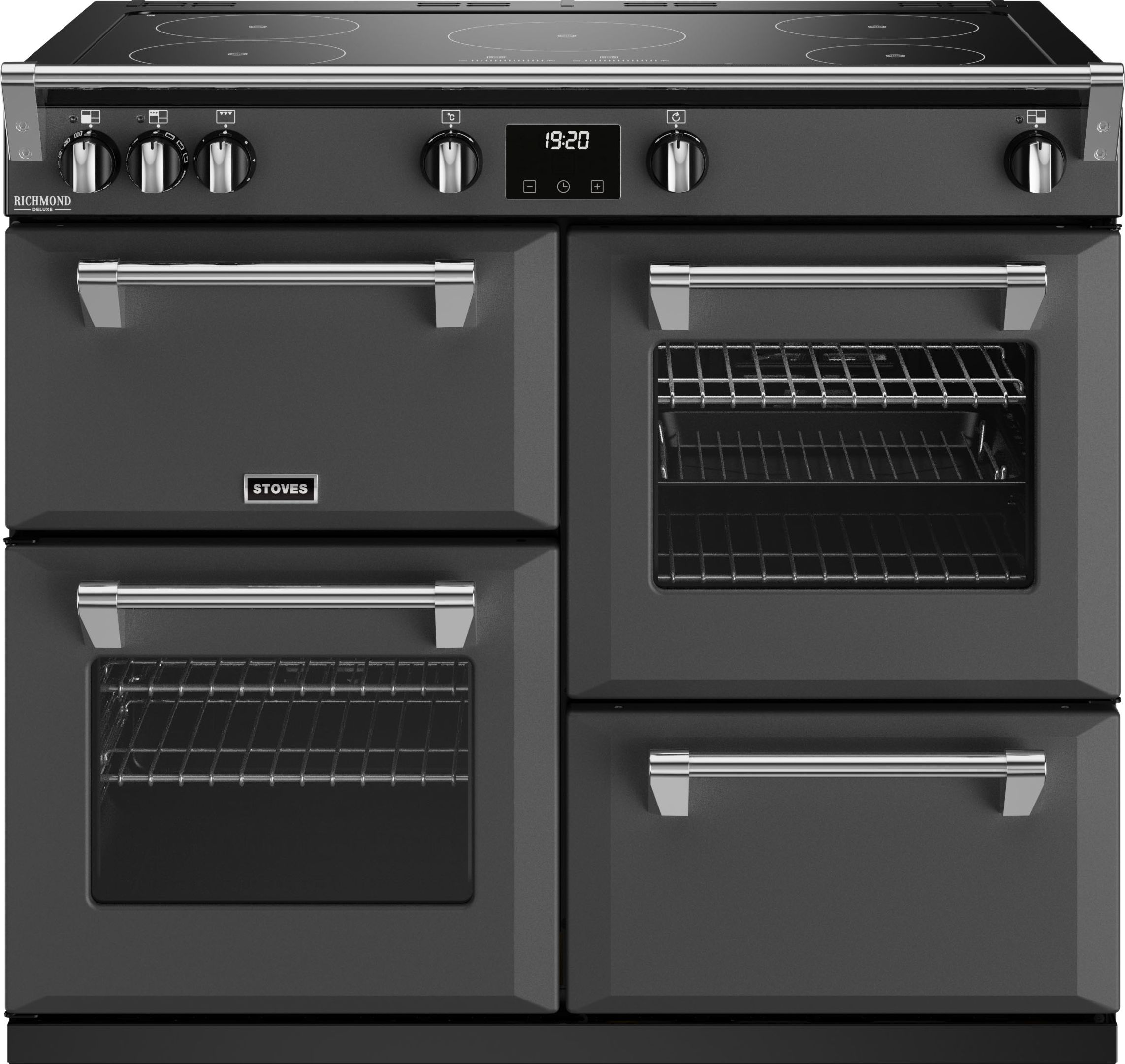 Stoves Richmond Deluxe ST DX RICH D1000Ei TCH AGR Electric Range Cooker with Induction Hob - Anthracite - A Rated, Black
