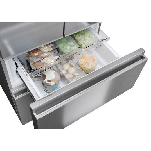 Haier French Series 3 American Fridge Freezer - Platinum Inox - Drawer