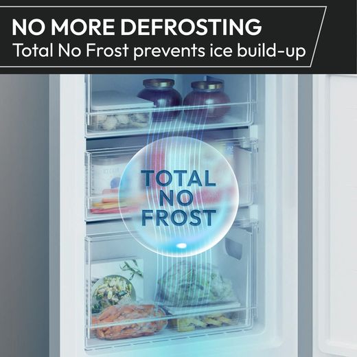 Hoover H-FRIDGE 600 HONBQT5518DK-UK 177cm 70/30 Integrated No Frost Fridge Freezer with Sliding Door Fixing Kit - White - Annotation - Total no frost shot