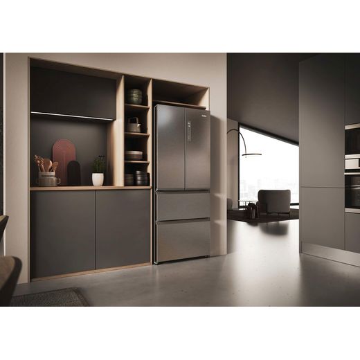 Haier FD 70 Series 3 American Fridge Freezer - Platinum Inox  - Fridge freezer in kitchen shot