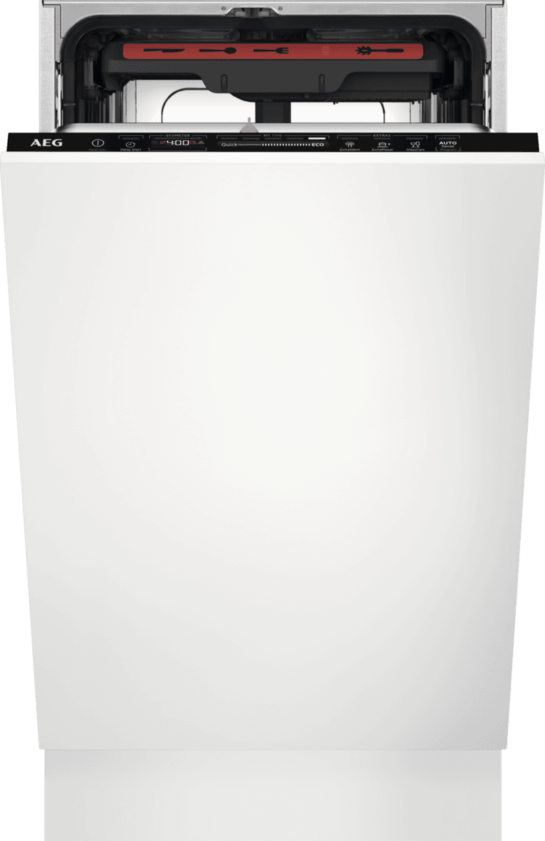 Image of AEG 7000 Glasscare FSE74507Z Fully Integrated Slimline Dishwasher - Black Control Panel with Sliding Door Hinge Kit - C Rated, Black