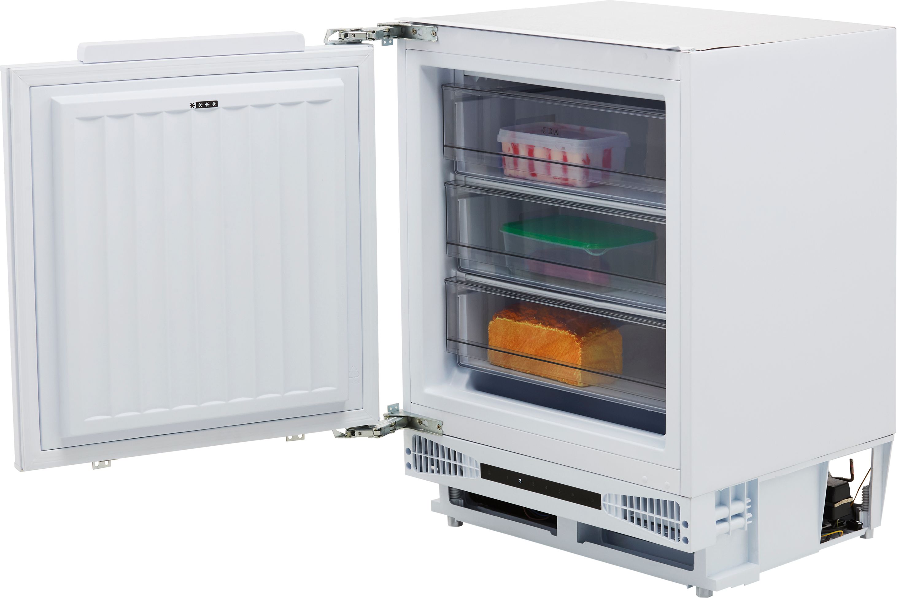 Image of CDA FW284 Integrated Under Counter Freezer with Sliding Door Hinge Kit - F Rated, White