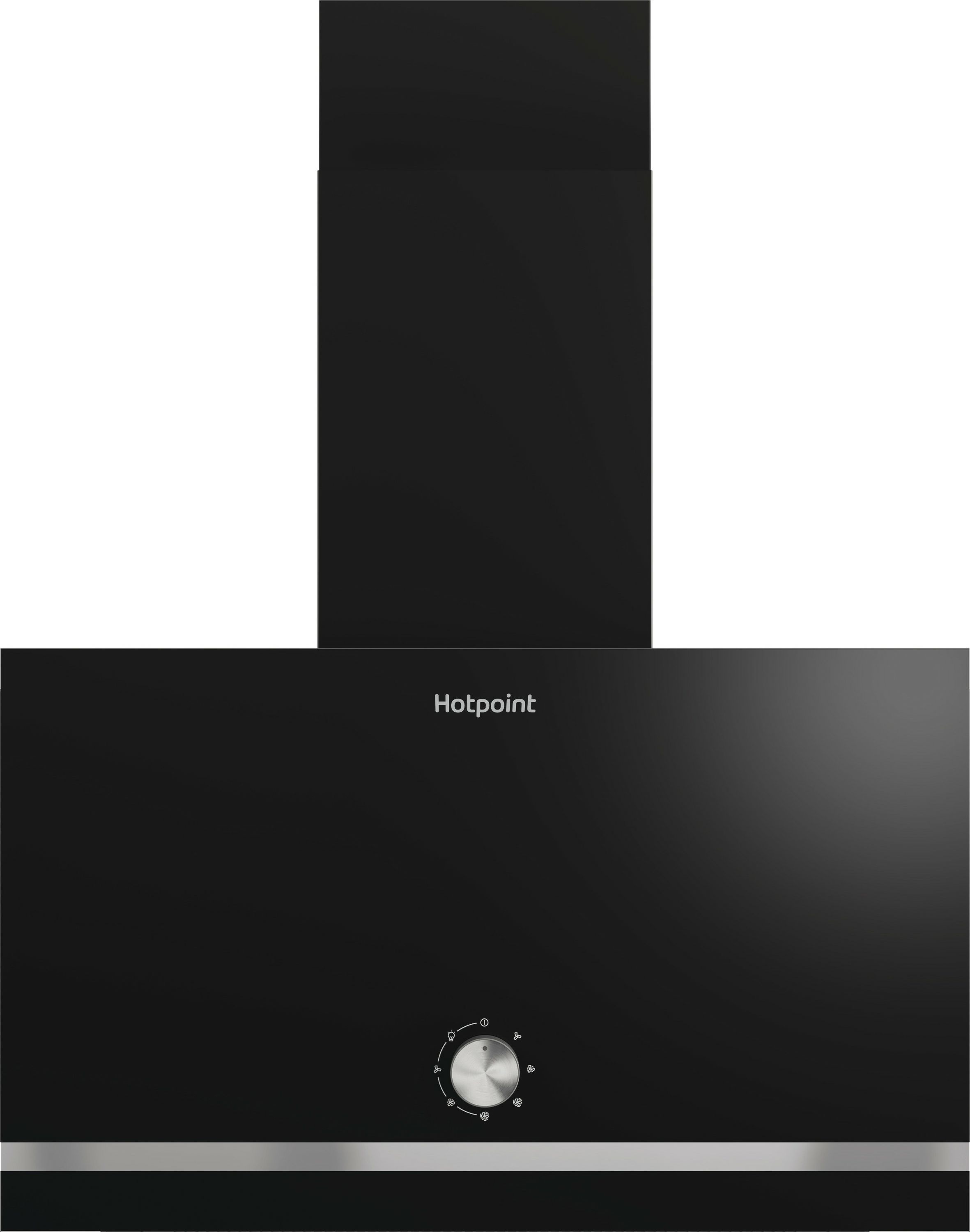 Image of Hotpoint PHVP62FLMK 60cm Chimney Cooker Hood - Black, Black
