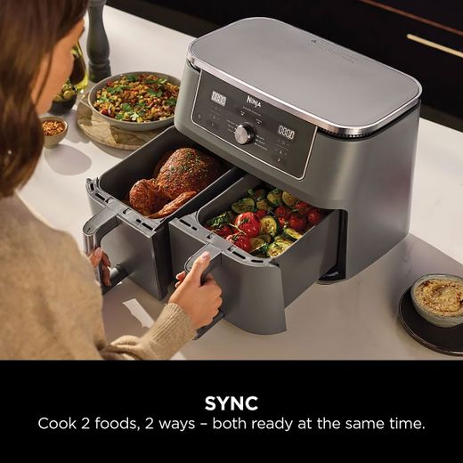 Ninja MAX 6-in-1 Dual Zone DZ400UK Air Fryer - Grey - Annotation - Sync