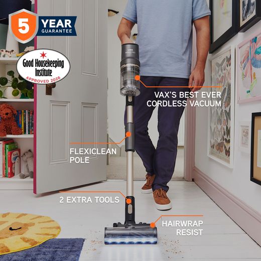 Vax HomePro Plus Cordless Vacuum Cleaner with up to 45 Minutes Run Time - Graphite - annotation - good housekeeping shot