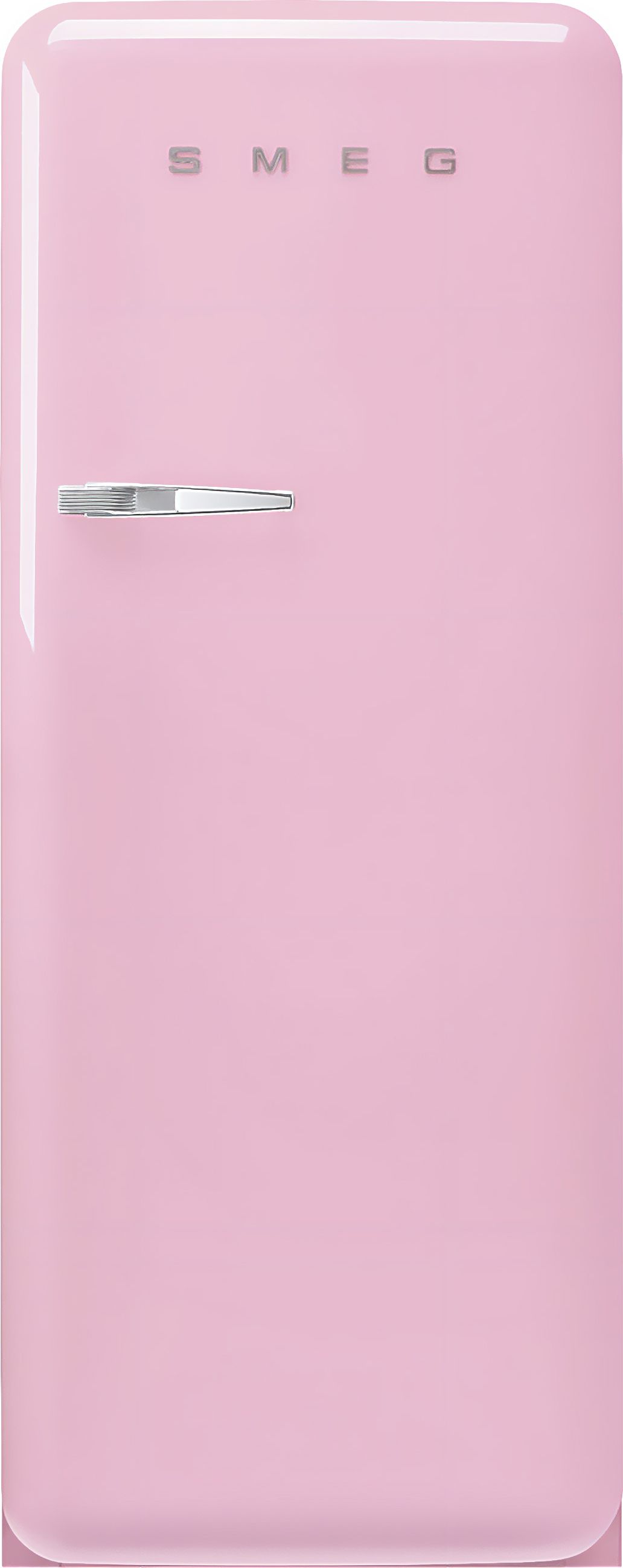 Smeg 50s Style Retro Right Hand Hinge FAB28RPK5UK 153cm Small Fridge with Ice Box - Pastel Pink - D Rated, Pink