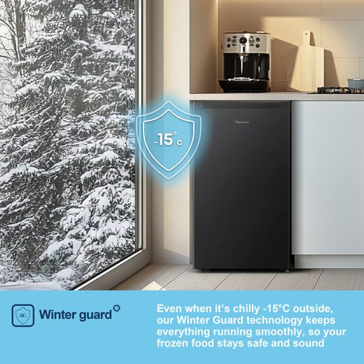 Fridgemaster Under Counter Freezer - Black - Annotation - Winter guard