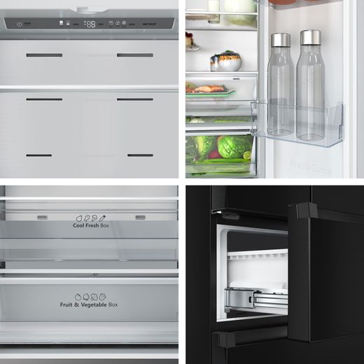 Fridgemaster American Fridge Freezer - Black - Close up detail shot