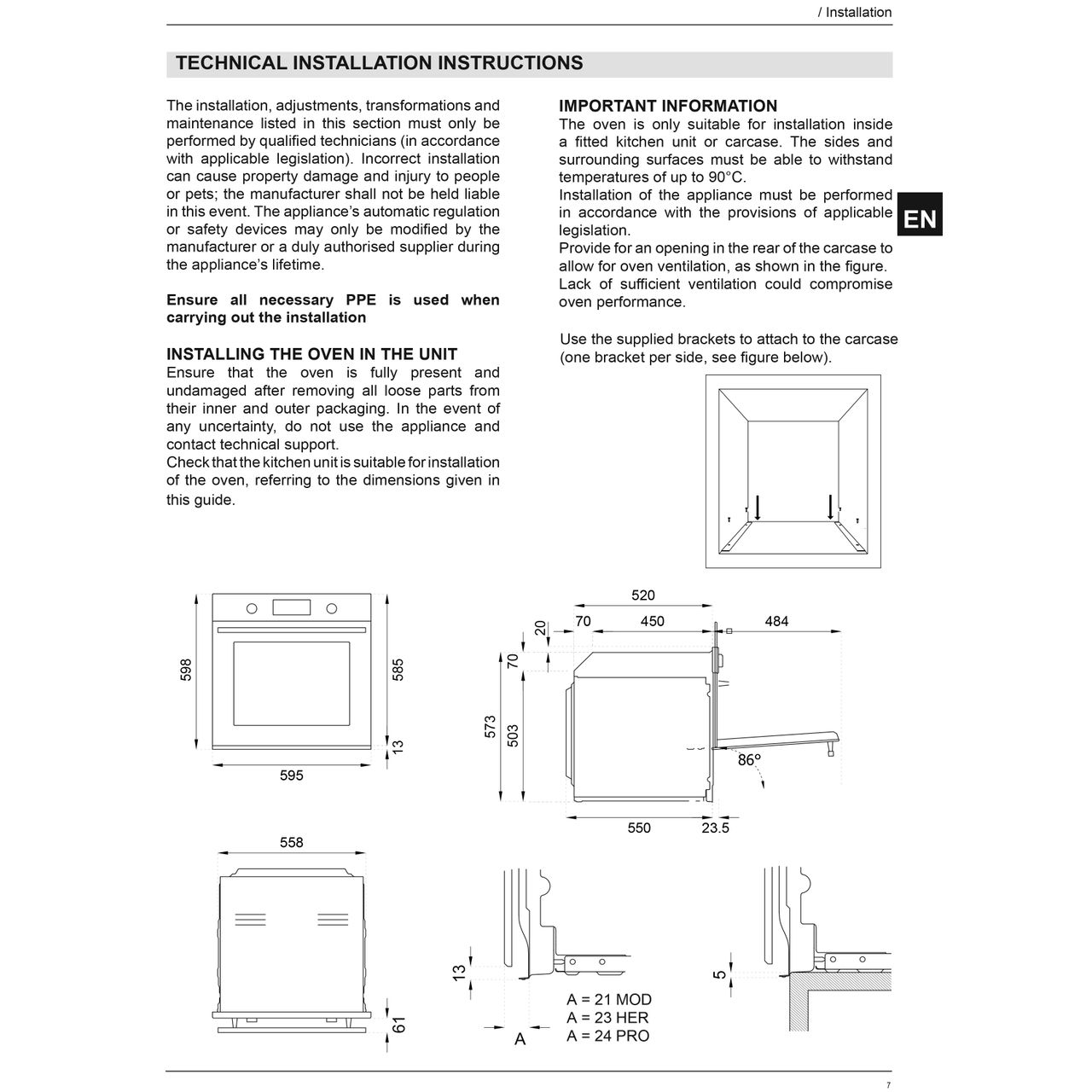 Bertazzoni Professional electric oven | F6011PROELX_SS | ao.com