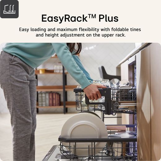 LG QuadWash™ Fully Integrated Standard Dishwasher - Stainless Steel with Fixed Door Fixing Kit - Annotation - EasyRack Plus