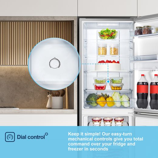 Fridgemaster MC55251DES 182cm 50/50 No Frost Fridge Freezer - Silver - Annotation - Dial control shot 