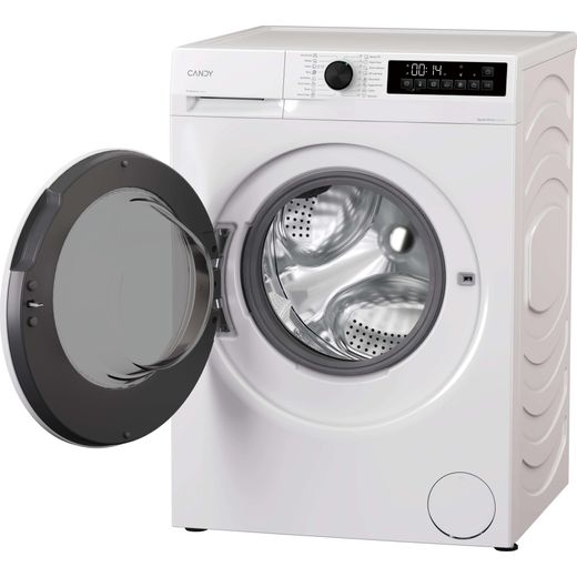 Candy Quick Pro GWD 485S6-80 8Kg / 5Kg Washer Dryer with 1400 rpm - White - Left perspective door open shot