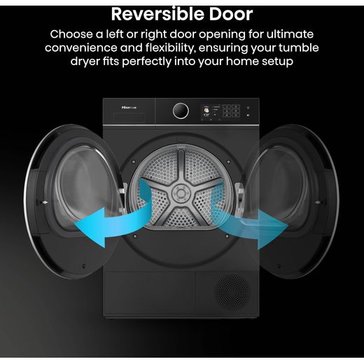 Hisense DH5I104BBAB Wifi Connected Heat Pump Tumble Dryer - Black - Reversible Door