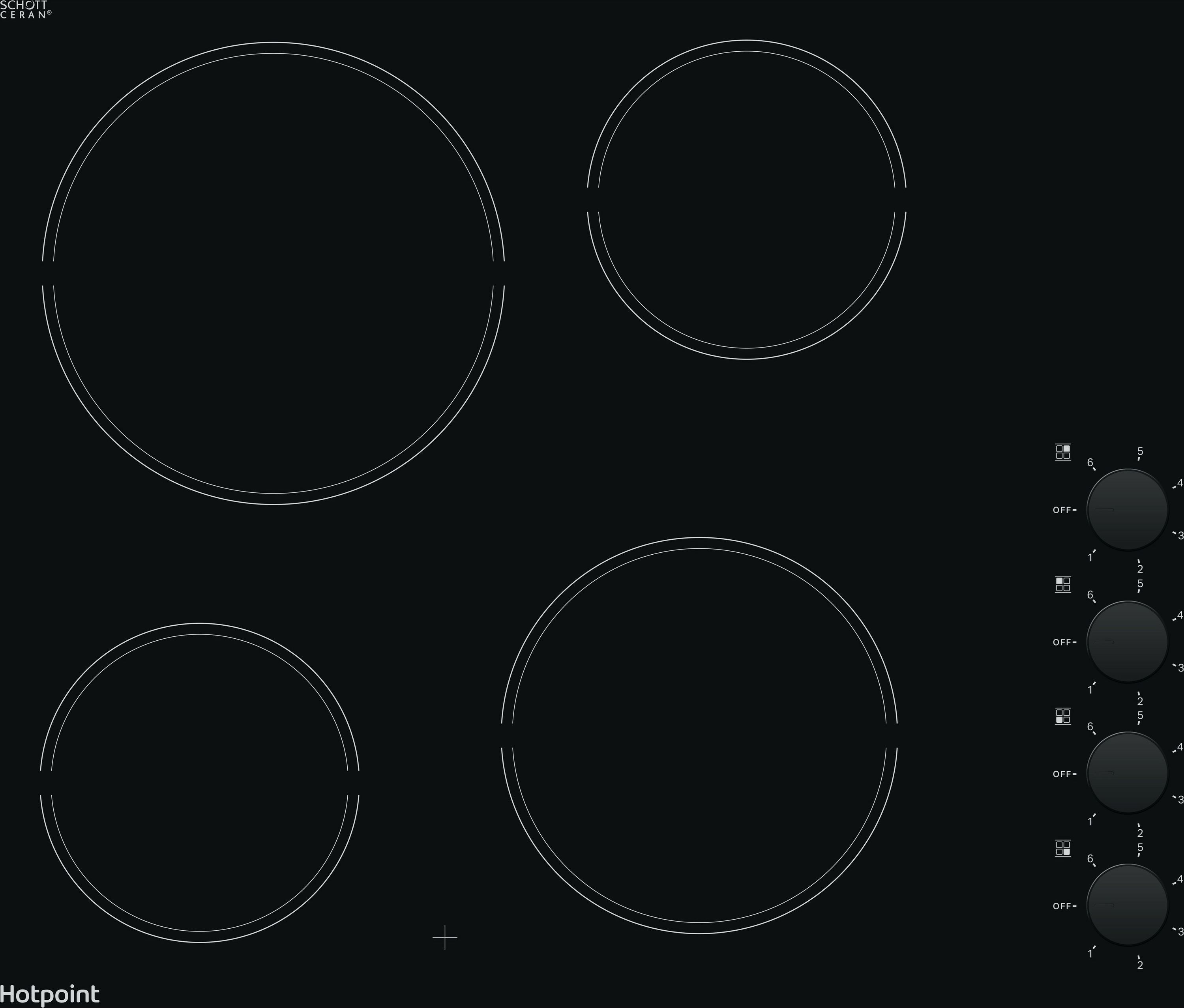 Image of Hotpoint HR620RH 58cm Ceramic Hob - Black, Black