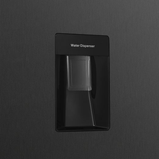 Russell Hobbs RH181TNF552E1DIWD 181cm 60/40 Frost Free Fridge Freezer with Door-on-door - Black Steel - Water dispenser shot