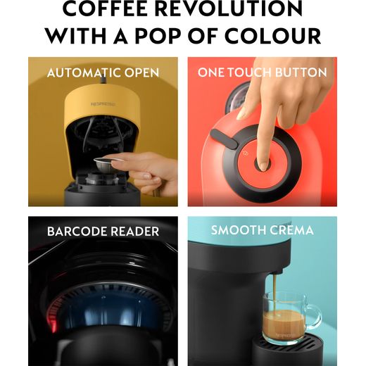 Nespresso by Krups Vertuo Pop XN920140 Pod Coffee Machine - White - Annotation - Functions