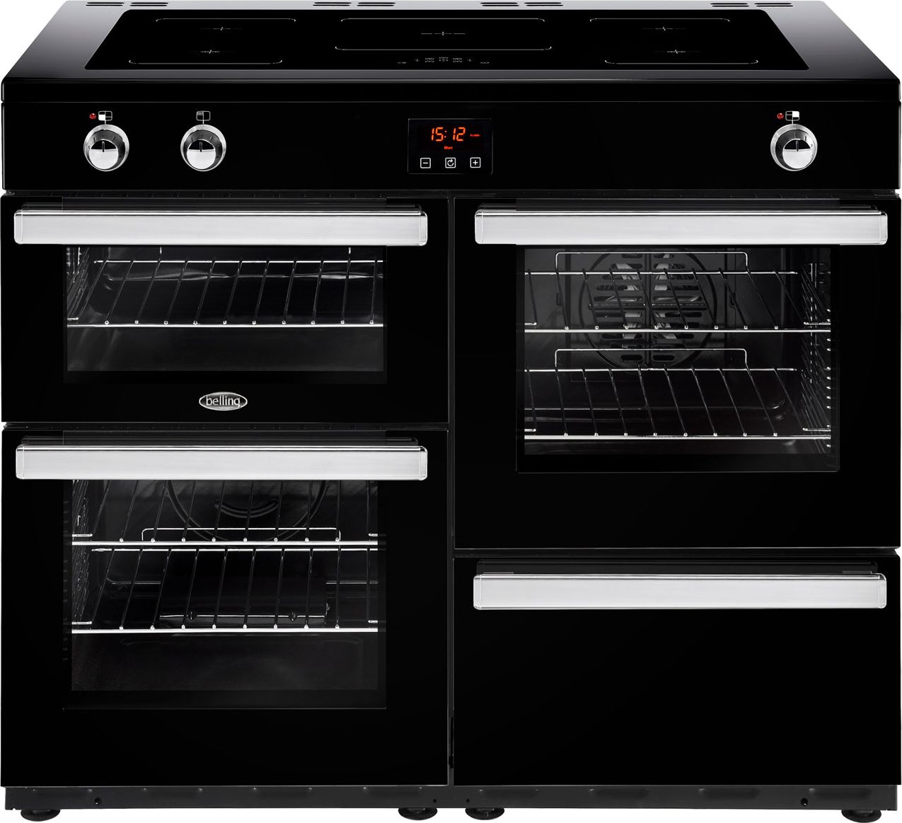 Belling Cookcentre110Ei 110cm Electric Range Cooker with Induction Hob - Black - A/A Rated, Black