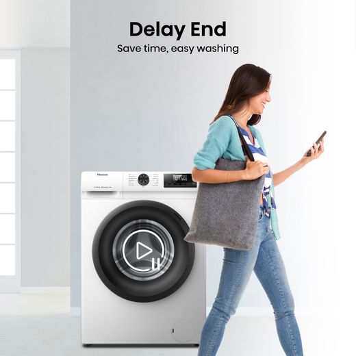 Hisense 1Q Series WF1Q8041BW 8kg Washing Machine with 1400 rpm - White - Annotation - Delay end shot