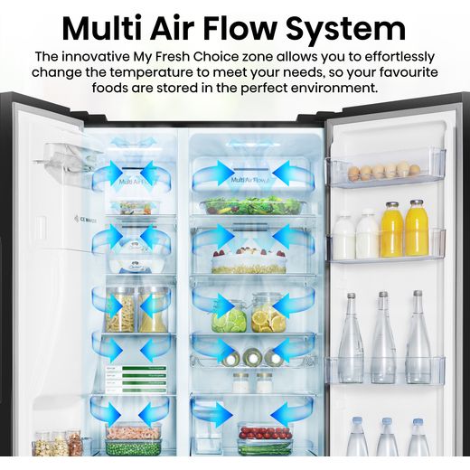 Hisense American Fridge Freezer - Stainless Steel - Annotation - Multi airflow system