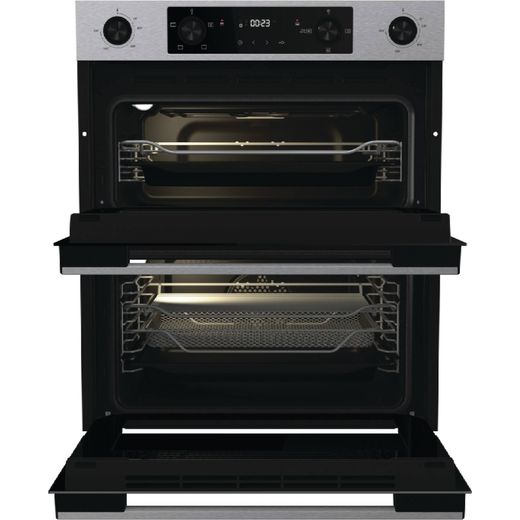 Hisense Hi6 Built In Electric Double Oven - Stainless Steel  - Front with door open shot