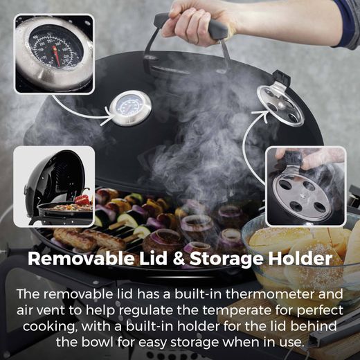 Tower T978572 Barbeque - Black - Annotation -  Removable lid shot
