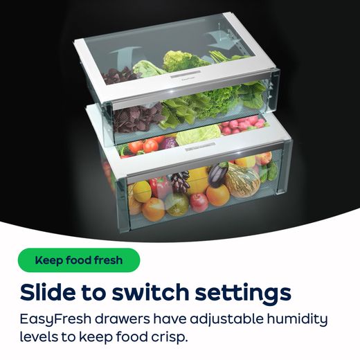 Liebherr Pure ICNd5603 194cm 70/30 Integrated Frost Free Fridge Freezer with Fixed Door Hinge - White - AO Annotation -   EasyFresh