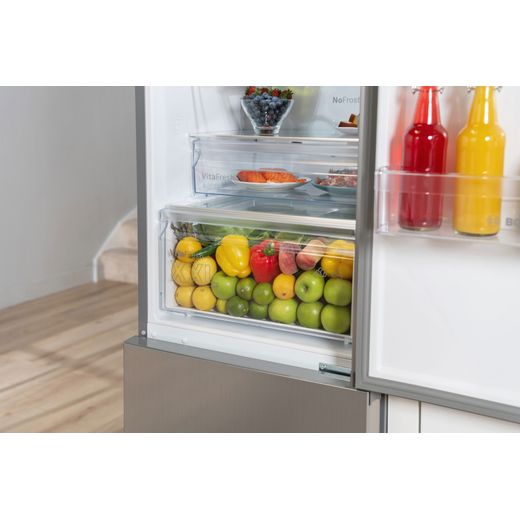 Bosch Series 4 60/40 Frost Free Fridge Freezer - Stainless Steel Effect  - Close up drawer shot