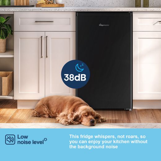 Fridgemaster MUR4894EB Compact 84cm Fridge with Ice Box - Black - Annotation - Low noise level