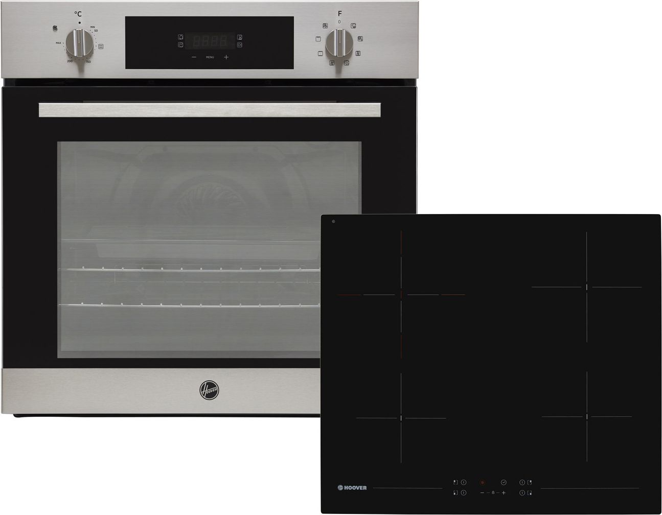 Hoover H-OVEN 300 PHC3B25CXHH64DCT Built In Electric Single Oven and Ceramic Hob Pack - Stainless Steel - A+ Rated, Stainless Steel