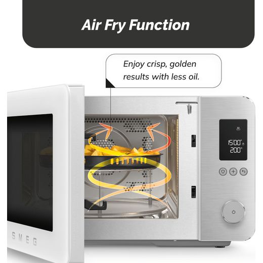 Smeg Collezione MOC02WHMUK 27 Litre 30cm High, Freestanding Small Combination Microwave Oven - White - annotation - airfry function