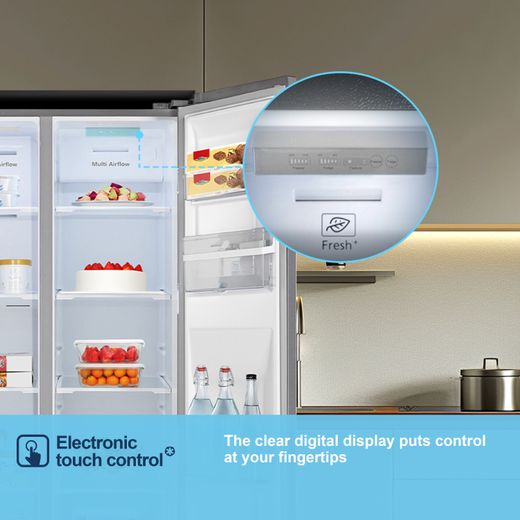 Fridgemaster American Fridge Freezer - Silver - Annotation - Electronic touch control