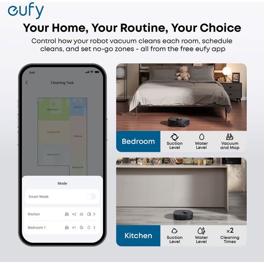 Eufy L60 Hybrid with Self Empty Station Robotic Vacuum Cleaner - Black - Annotation - your home your choice shot