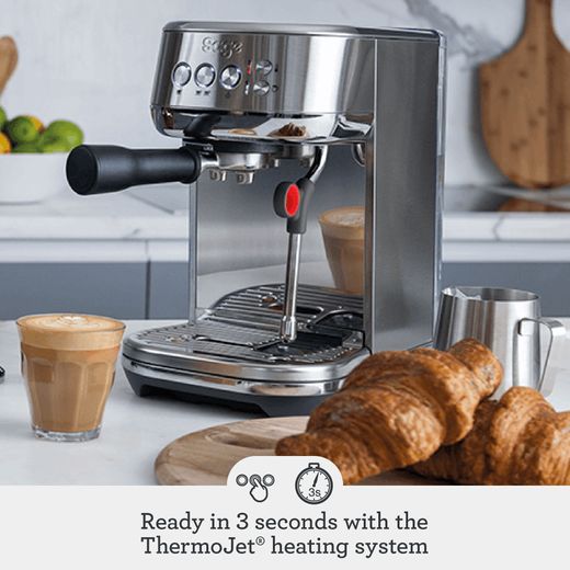 Sage The Bambino Plus Espresso Coffee Machine - Brushed Stainless Steel - Annotation - Ready in 3 secs shot