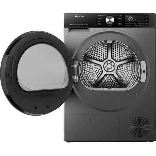 Hisense 3S Series DH3S802BT2 Wifi Connected Heat Pump Tumble Dryer - Titanium - Door open