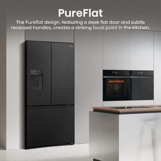 Hisense American Fridge Freezer - Stainless Steel - Annotation - PureFlat