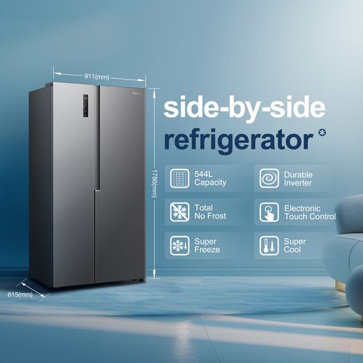 Fridgemaster American Fridge Freezer - Silver - Annotation - feature shot