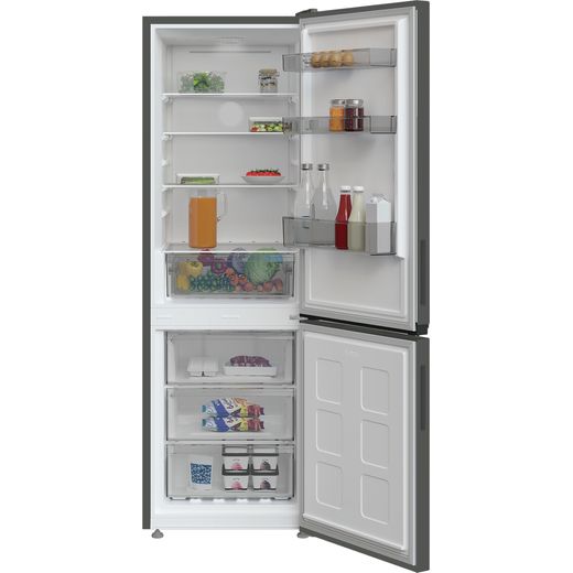 Indesit 60/40 Total No Frost Fridge Freezer - Silver - Front with door open shot 