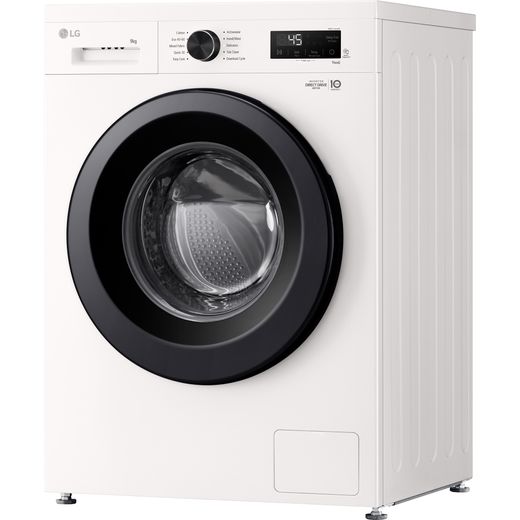 LG X10 Series Direct Drive™ F4X1009NWK 9kg Washing Machine with 1400 rpm - White - Left perspective shot