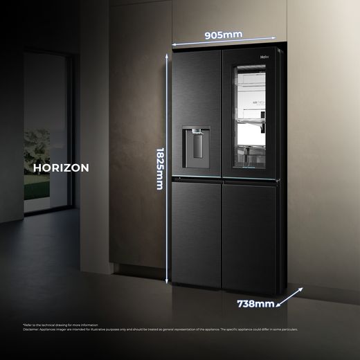 Haier Horizon American Fridge Freezer - Obsidian Steel - Dimensions