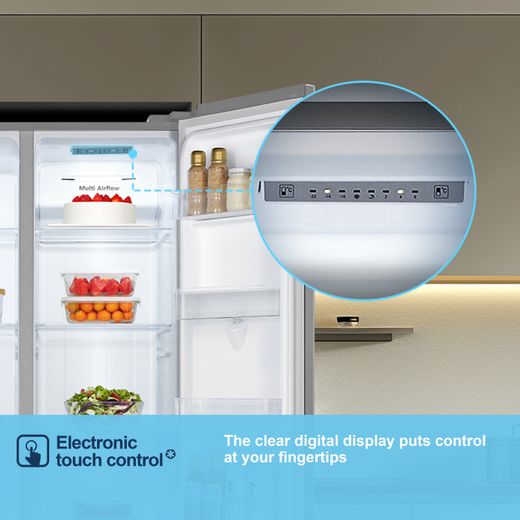 Fridgemaster American Fridge Freezer - Silver - Annotation - Electronic touch control