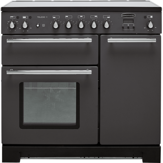 Rangemaster Toledo + TOLP90EISL/C 90cm Electric Range Cooker with Induction Hob - Slate - A/A Rated