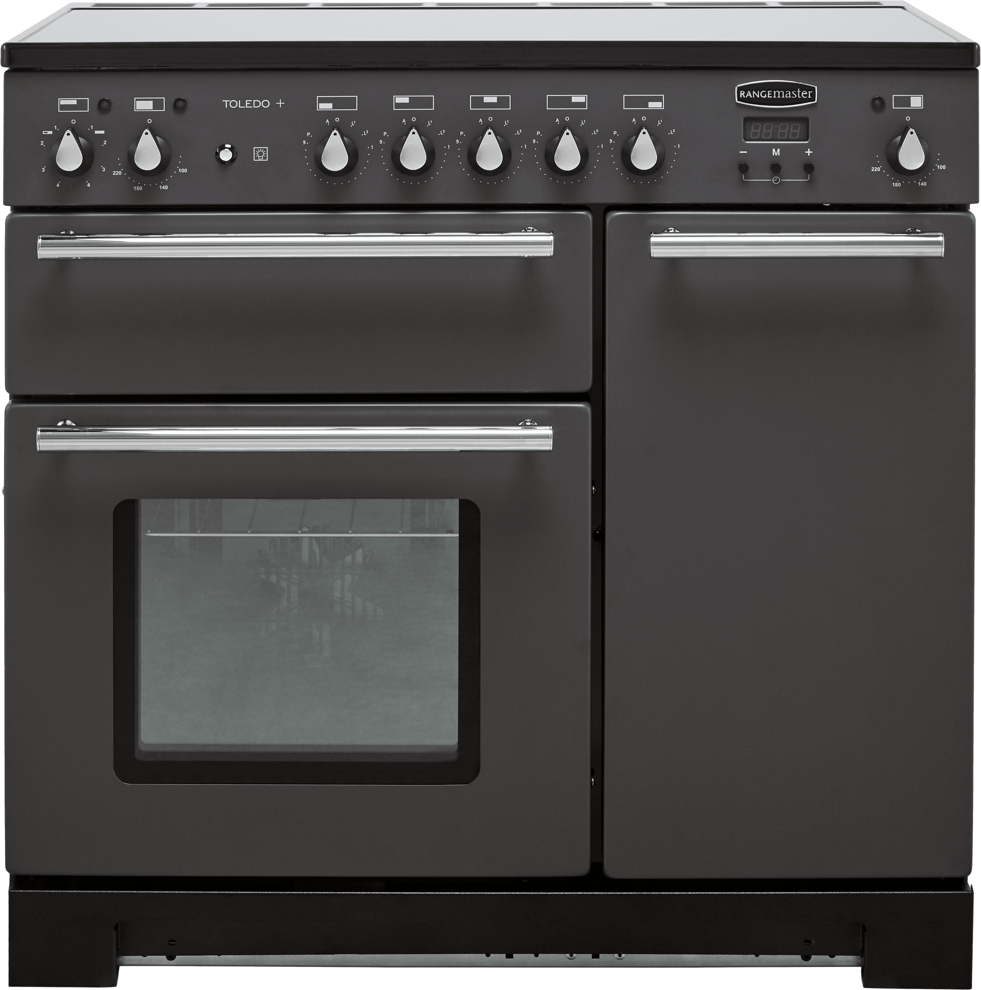 Rangemaster Toledo + TOLP90EISL/C 90cm Electric Range Cooker with Induction Hob - Slate - A/A Rated, Graphite