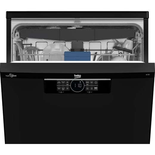 Beko Standard Dishwasher - Black - Close up open shot