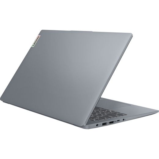 Lenovo IdeaPad Slim 3 15.6" Laptop - Intel N, 128 eUFS, 4 GB RAM - Koala Grey - Back left perspective shot