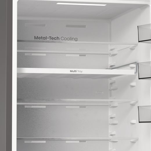 Hisense RB5P410SACCUK 203cm High No Frost Fridge Freezer - Stainless Steel - Close up shelves shot