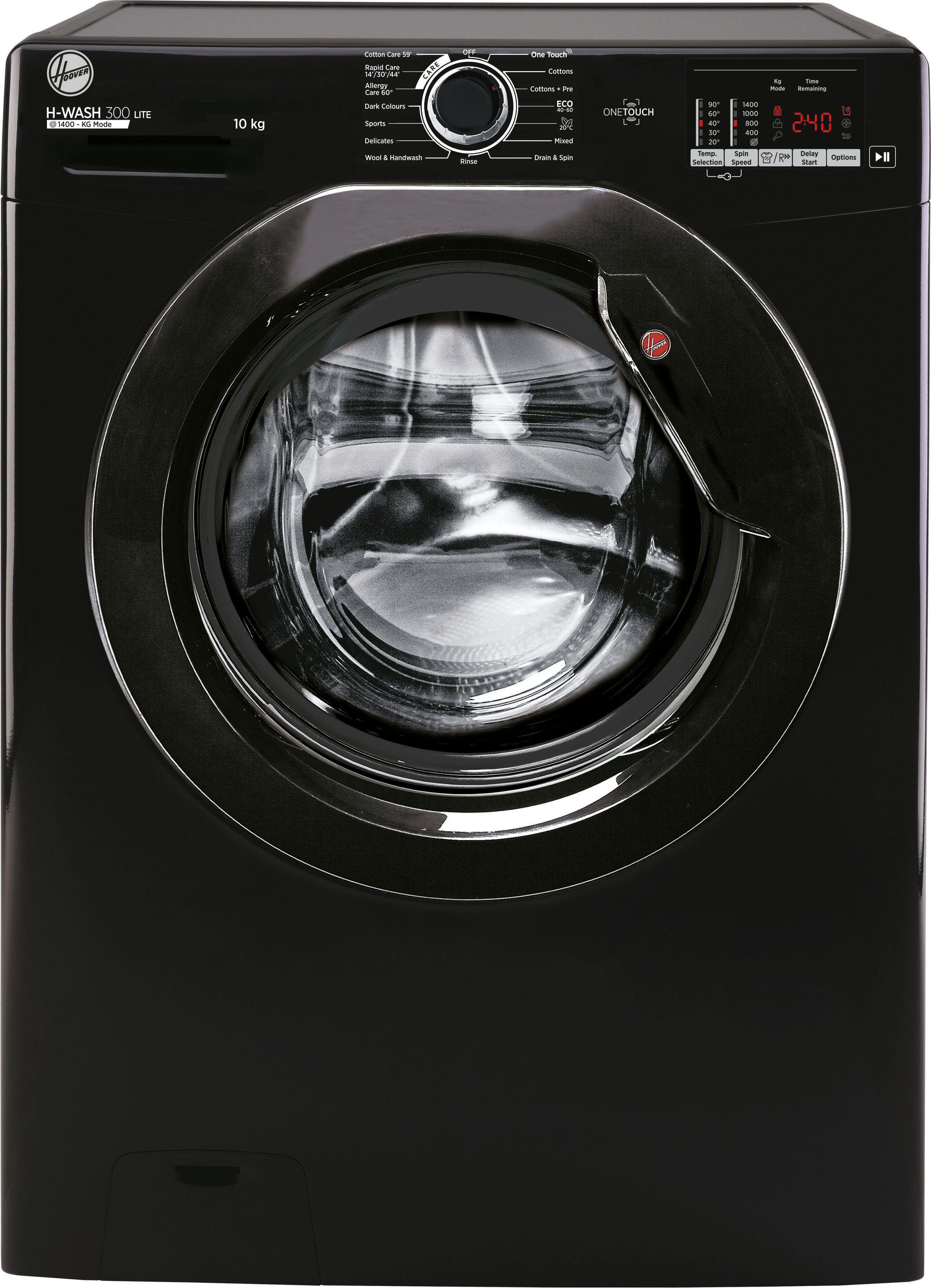 Hoover H-WASH 300 LITE H3W4102DABBE 10kg Washing Machine with 1400 rpm - Black - C Rated, Black