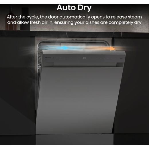 Hisense Standard Dishwasher - Stainless Steel - Annotation - Auto dry shot