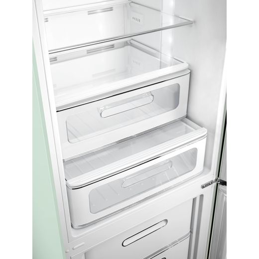 Smeg 50's Style FAB32RPG6UK 197cm 60/40 Frost Free Fridge Freezer - Pastel Green - Close up drawer shot