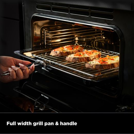 Stoves Richmond 100cm Dual Fuel Range Cooker - Black - Annotation - Full width grill pan and handle